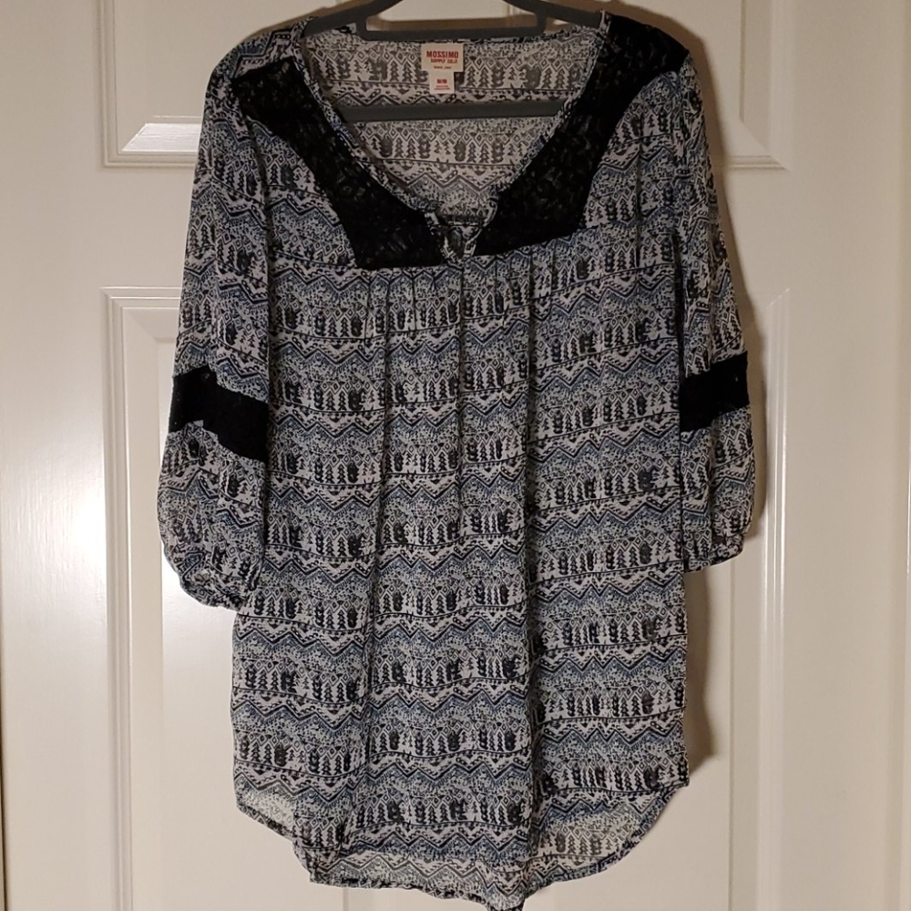 Black, white, and blue blouse mission